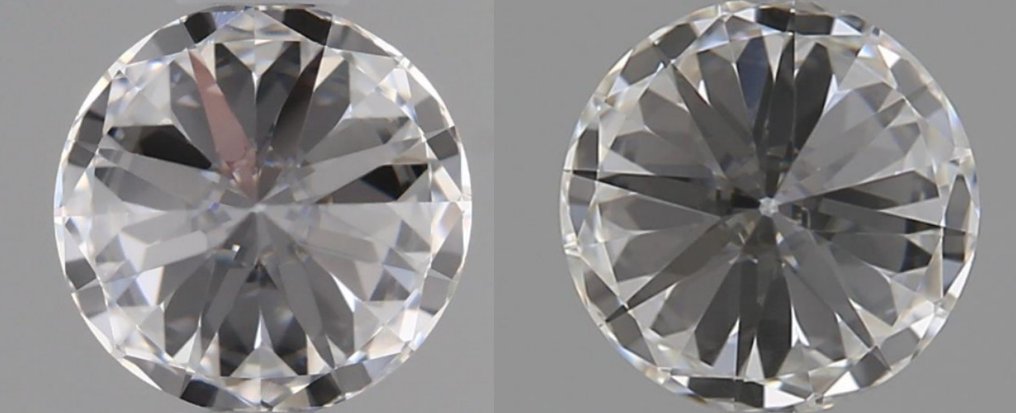 没有保留价 - 2 pcs 钻石 (天然) - 0.65 ct - 圆形 - D (无色) - VVS2 极轻微内含二级 - 美国宝石研究院(GIA) - 匹配对 3EX #3.2