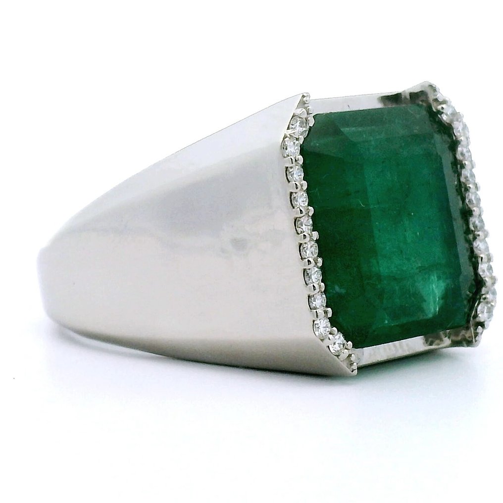 Sormus Platina - 9.92ct. tw. Smaragdi - Timantti #3.2