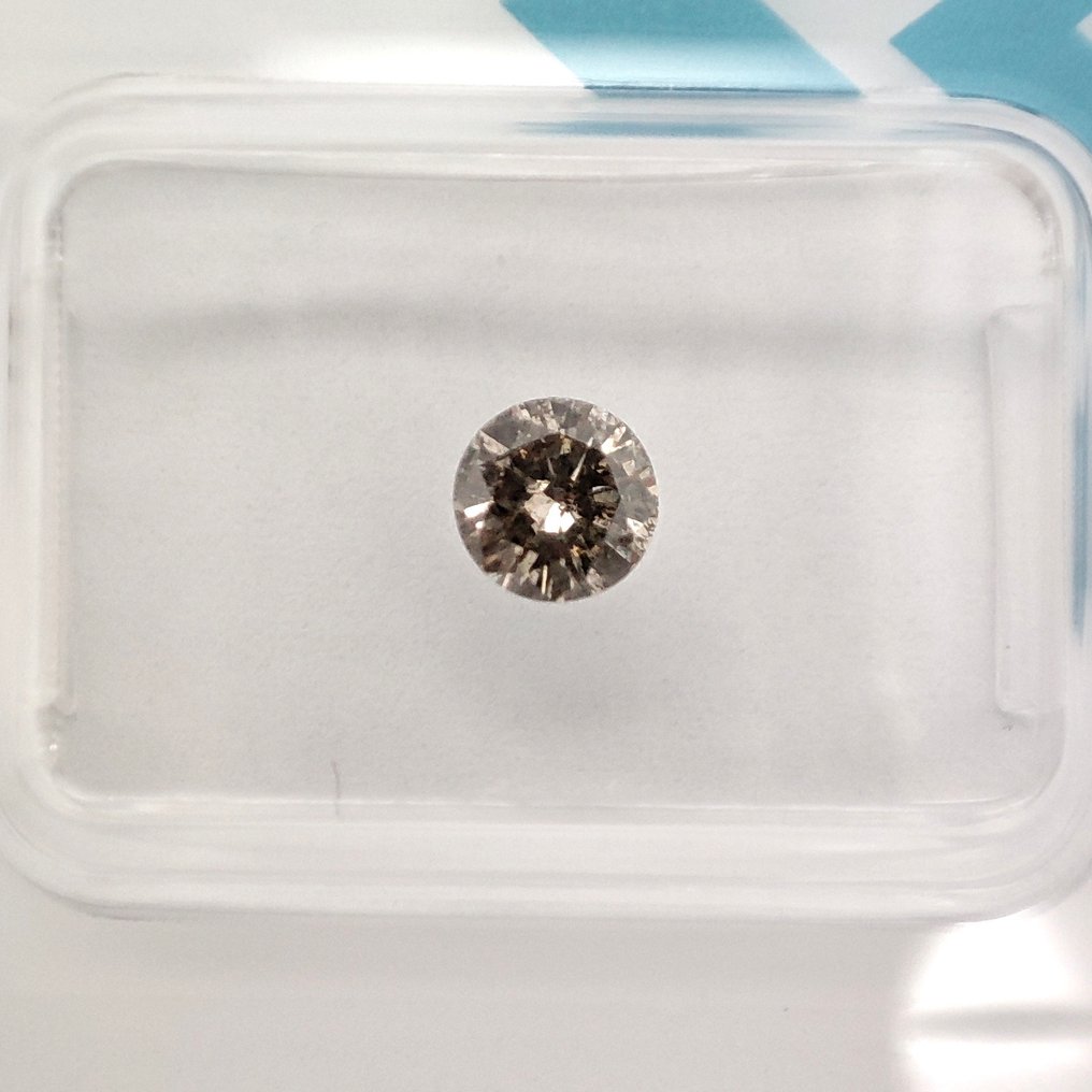 没有保留价 - 1 pcs 钻石 (天然色彩的) - 0.47 ct - 圆形 - Fancy 棕色 黄色 - I1 内含一级 - 国际宝石研究院(IGI) #1.0