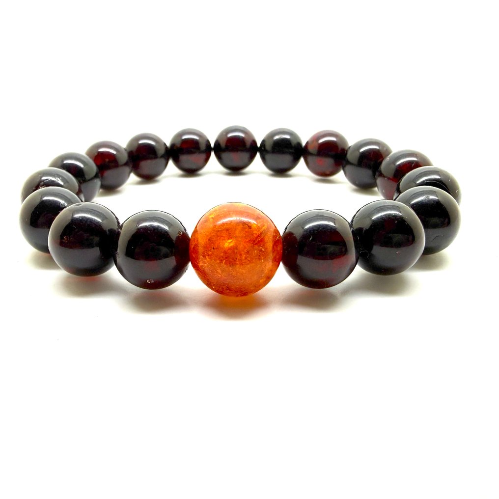 Baltic amber beads bracelet 13-15 mm in black cherry - Amber - succinite #1.0