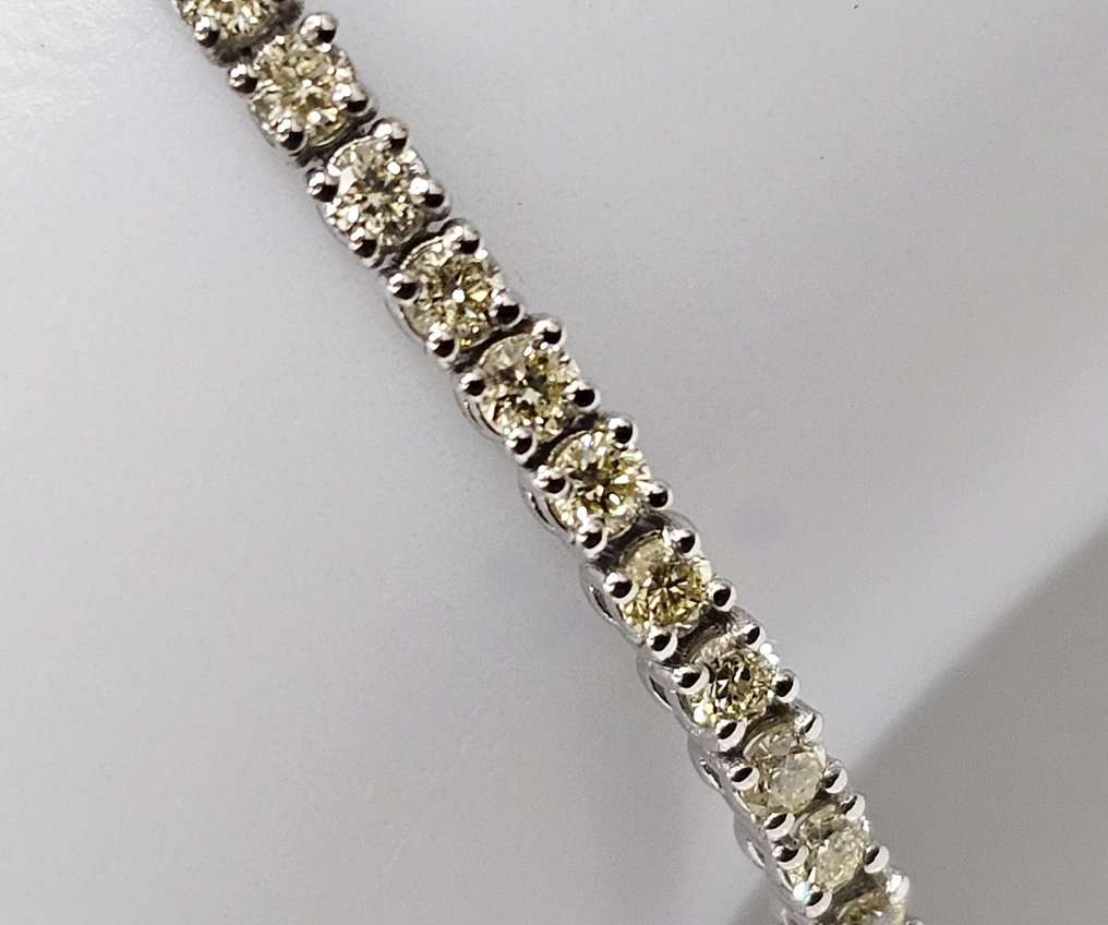 Ei pohjahintaa - Rannekoru - 14 kt. Valkokulta -  1.95ct. tw. Timantti (Luonnollinen) - Timantti - Fancy Yellow #4.3