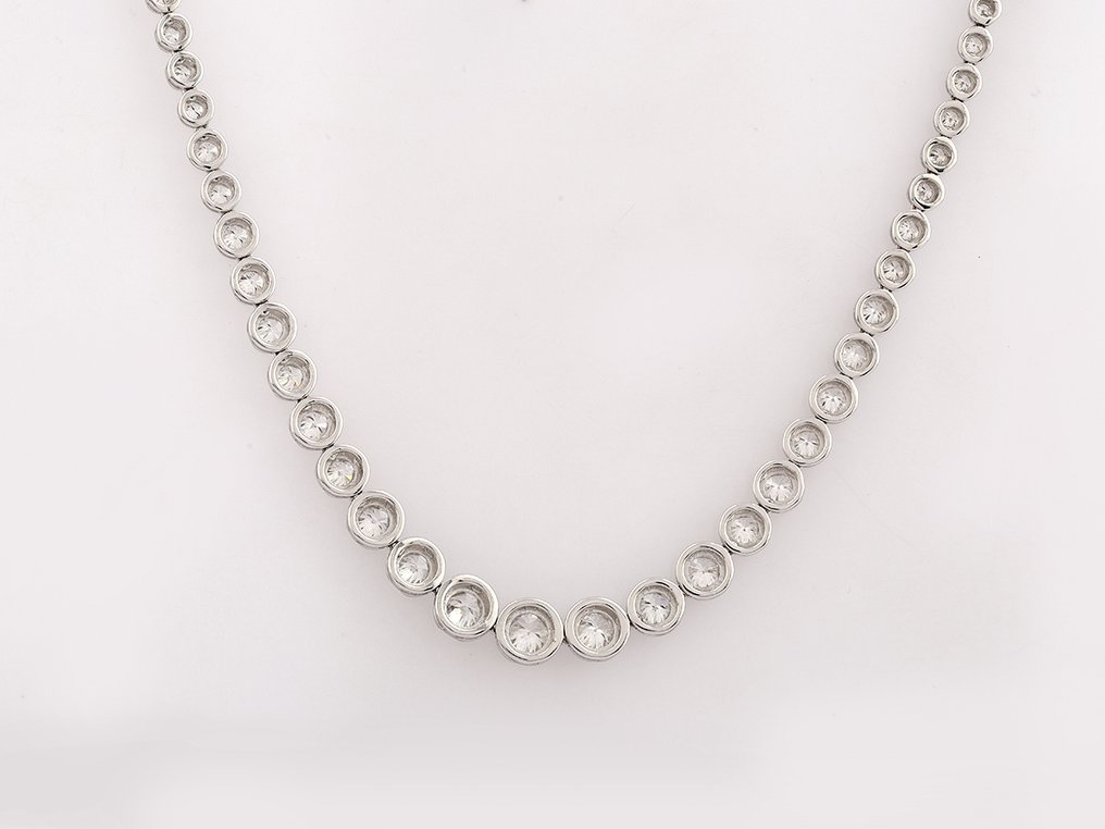 Κολιέ - 14 καράτια Λευκός χρυσός - 5.16ct. tw. Διαμάντι (Εργαστηριακής καλλιέργειας) #1.0