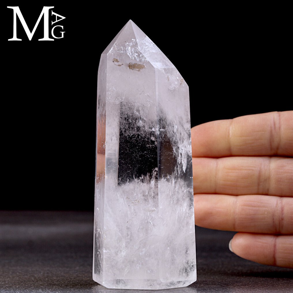 Quartzo Extra Claro com Phantom - Ponto de Quartzo Exclusivo - Obelisco. - Altura: 115 mm - Largura: 47 mm- 306 g #3.2