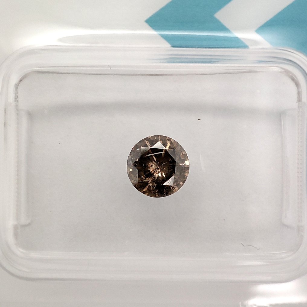 没有保留价 - 1 pcs 钻石 (天然色彩的) - 0.52 ct - 圆形 - Fancy 橙色 棕色 - I1 内含一级 - 国际宝石研究院(IGI) #1.0