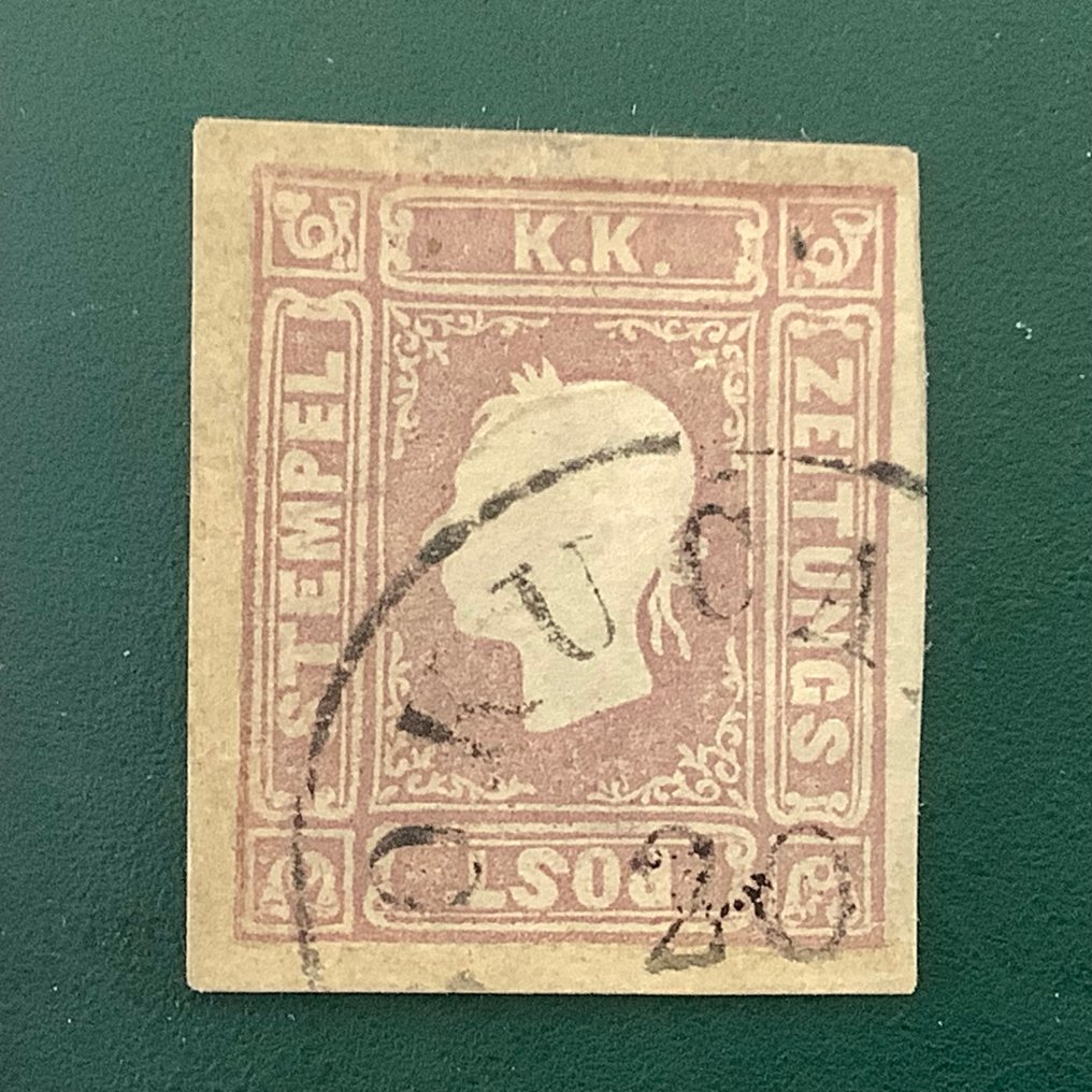 Itävalta 1858 - KK zegel laajoilla marginaaleilla ja mielipide Strakosch. - Michel 17a #4.3