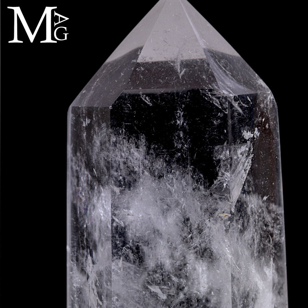 Extra Clear Quartz med Phantom - Eksklusiv Kvarts Spids - Obelisk - Højde: 115 mm - Bredde: 37 mm- 240 g #1.0