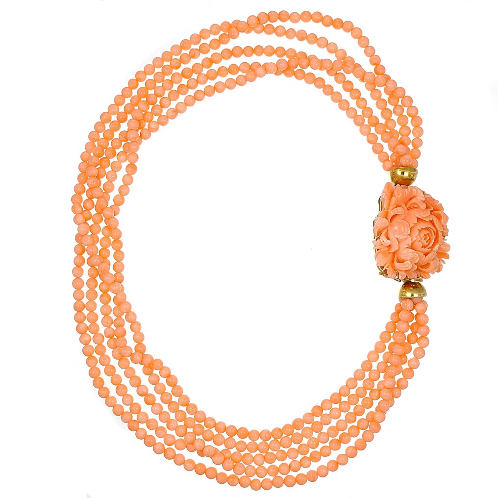 頸鏈 - 18 克拉 黃金, Coralli Rosa - 珊瑚 #3.2