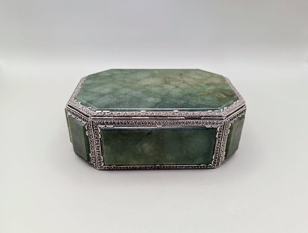 Octagonal - Eske - .800 sølv, Nefritt jade #4.3