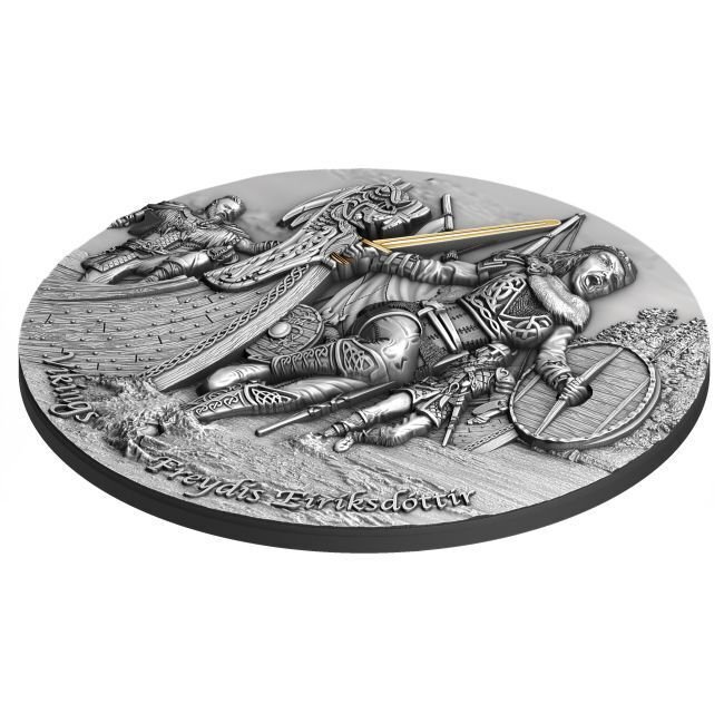 Niue. 5 Dollars 2021 2oz Freydis Eiriksdottir Vikings Antique Finish Silver Coin #1.0