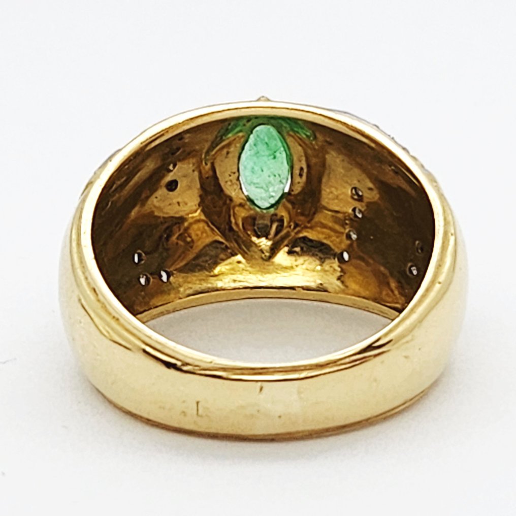 戒指 - 18K包金 黄金, 白金 -  0.35ct. tw. 祖母绿 - 钻石 #2.1