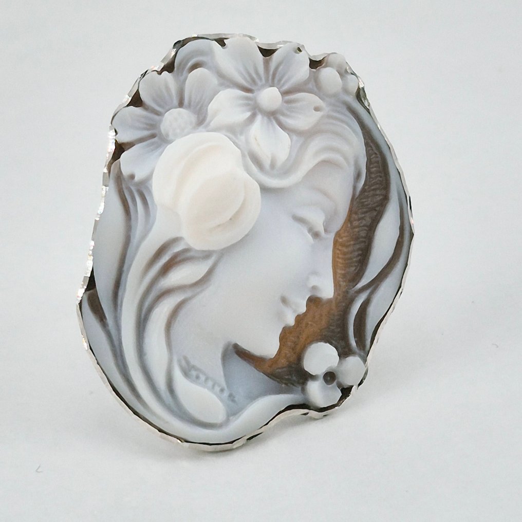 银 - 戒指 - 手工镶嵌浮雕 #3.2