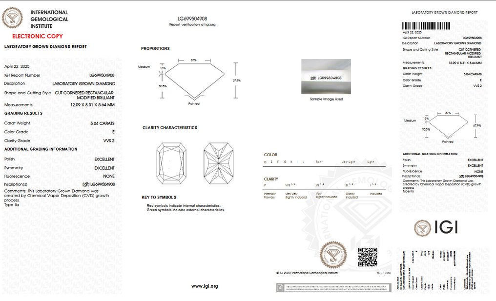 χωρίς τιμή ασφαλείας - Δαχτυλίδι - 14 καράτια Κίτρινο χρυσό - 5.04ct. tw. Διαμάντι (Εργαστηριακής καλλιέργειας) - E VVS2 IGI Πιστοποιημένο #2.1