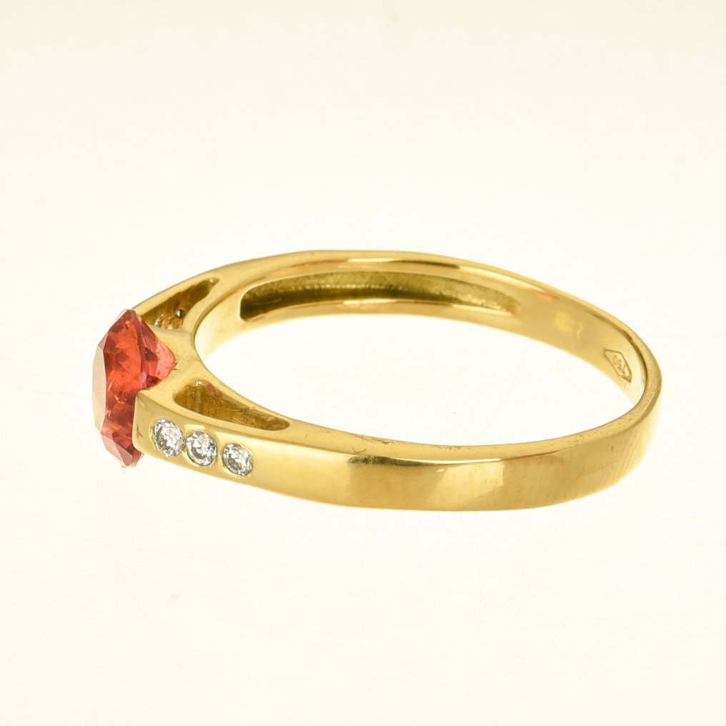 戒指 - 18K包金 黄金 黄水晶 - 钻石 #4.3