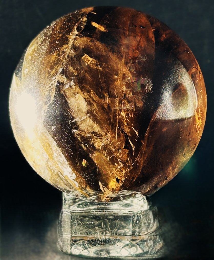 来自巴西的烟熏石英球体 Ø 80mm - 重背光- 710 g - (1) #1.0