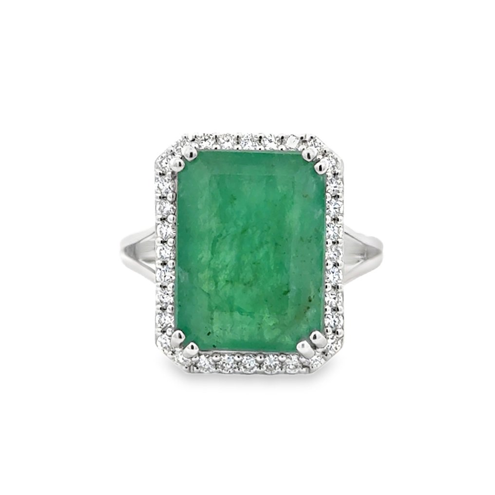 Bague - 18 carats Or blanc - 11.57ct. tw. Émeraude - Diamant #3.2