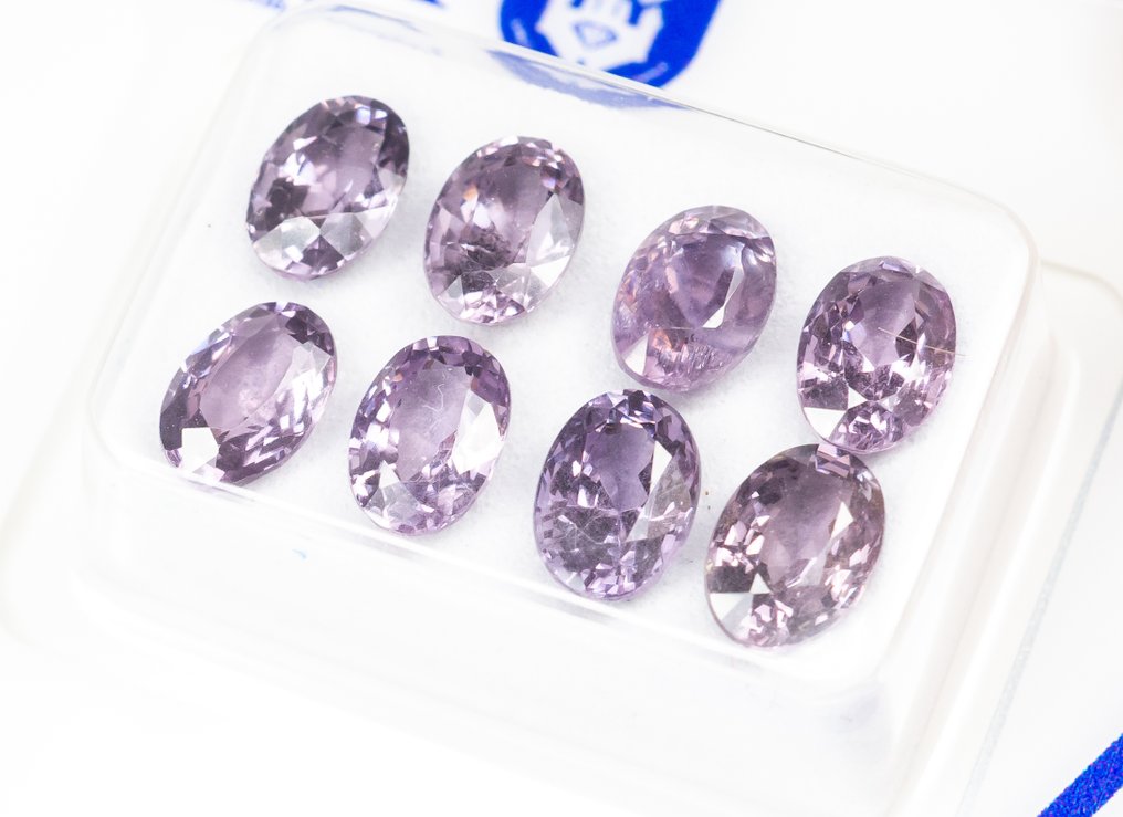 Fără preț de rezervă - 8 pcs  Spinel  - 4.86 ct - ALGT (Laboratorul pentru testarea pietrelor prețioase din Anvers) - Violet intens / Roz viu #2.1