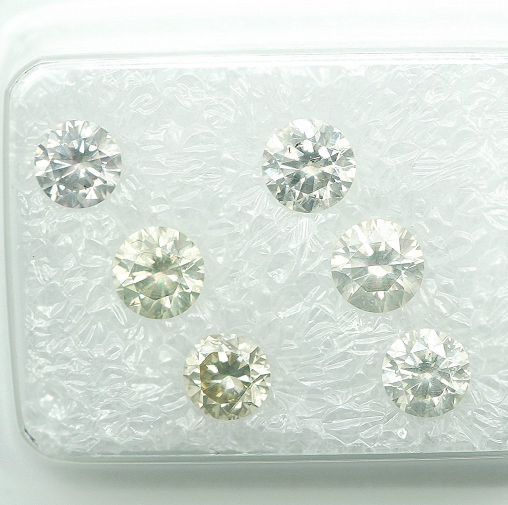 No Reserve Price - 6 pcs Diamond  (Natural)  - 1.10 ct - Round - SI1, I2 - Gem Report Antwerp (GRA) #1.0