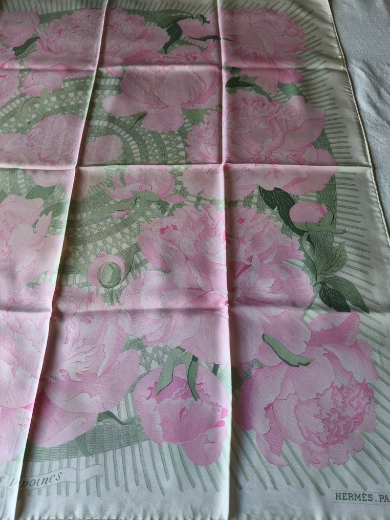 Hermès - LES PIVOINES by Christiane Vauzelles, 1977 - Könnyű selyem #3.2