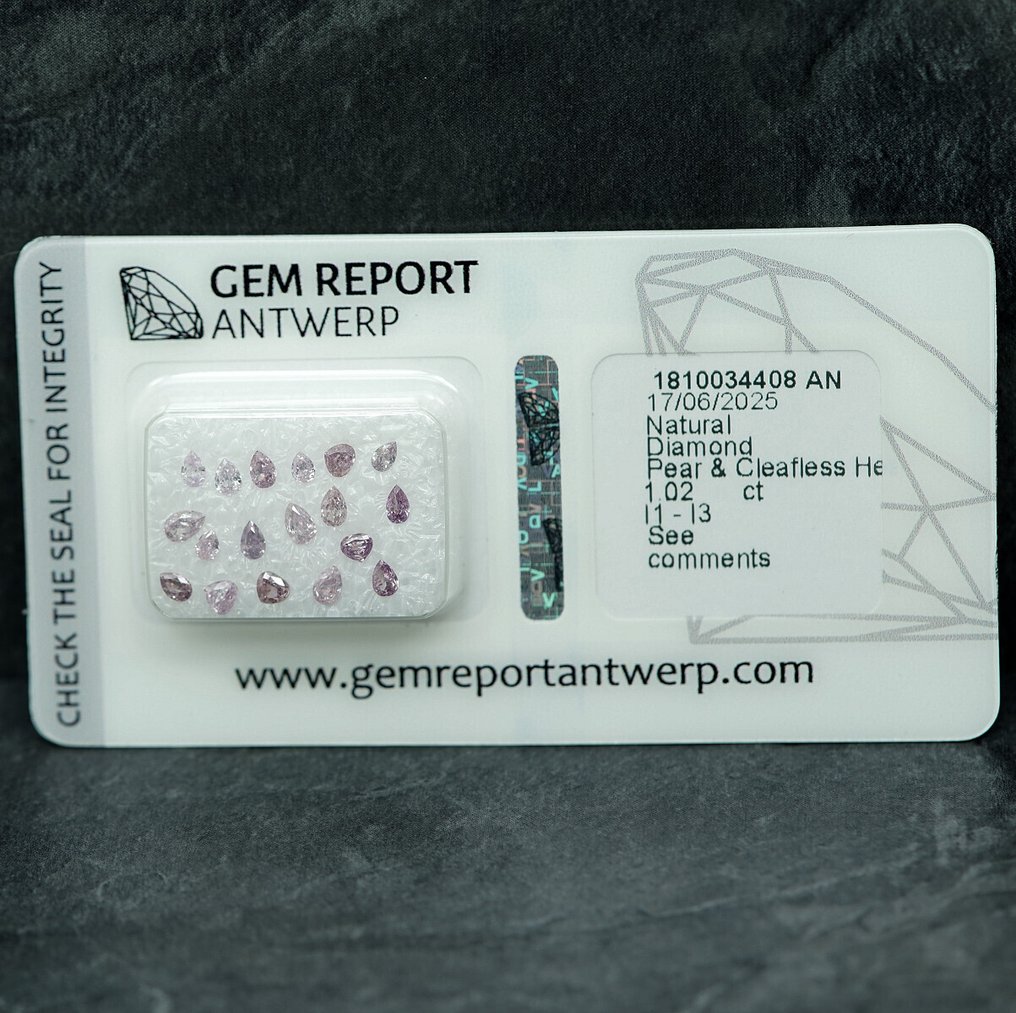 18 pcs Diamant (Natural) - 1.02 ct - Pară - I1, I2, I3 - GRA (Laboratorul de analiză a pietrelor prețioase din Anvers) #1.0