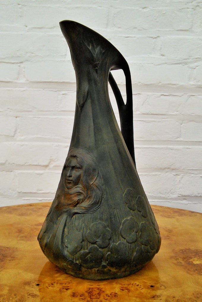 Firmin Michelet (1875-1951) - Kanne - Verbronsd Tin #1.0