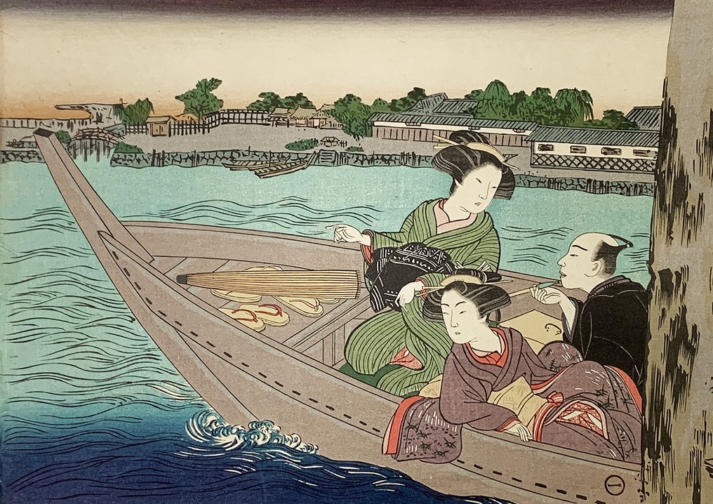 Sumida River Boat Excursion Ukiyo-e (東都名所隅田川櫓下舟游) - Torii Kiyonaga (鳥居清長，1752-1815) - Ιαπωνία  (χωρίς τιμή ασφαλείας) #2.1