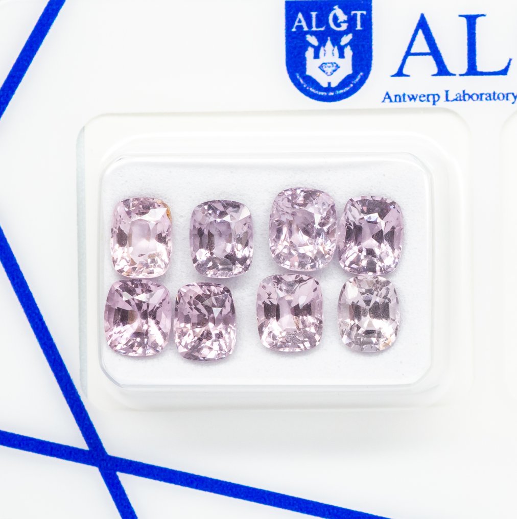 Fără preț de rezervă - 8 pcs  Spinel  - 5.58 ct - ALGT (Laboratorul pentru testarea pietrelor prețioase din Anvers) - Roz de la deschis la intens #1.0