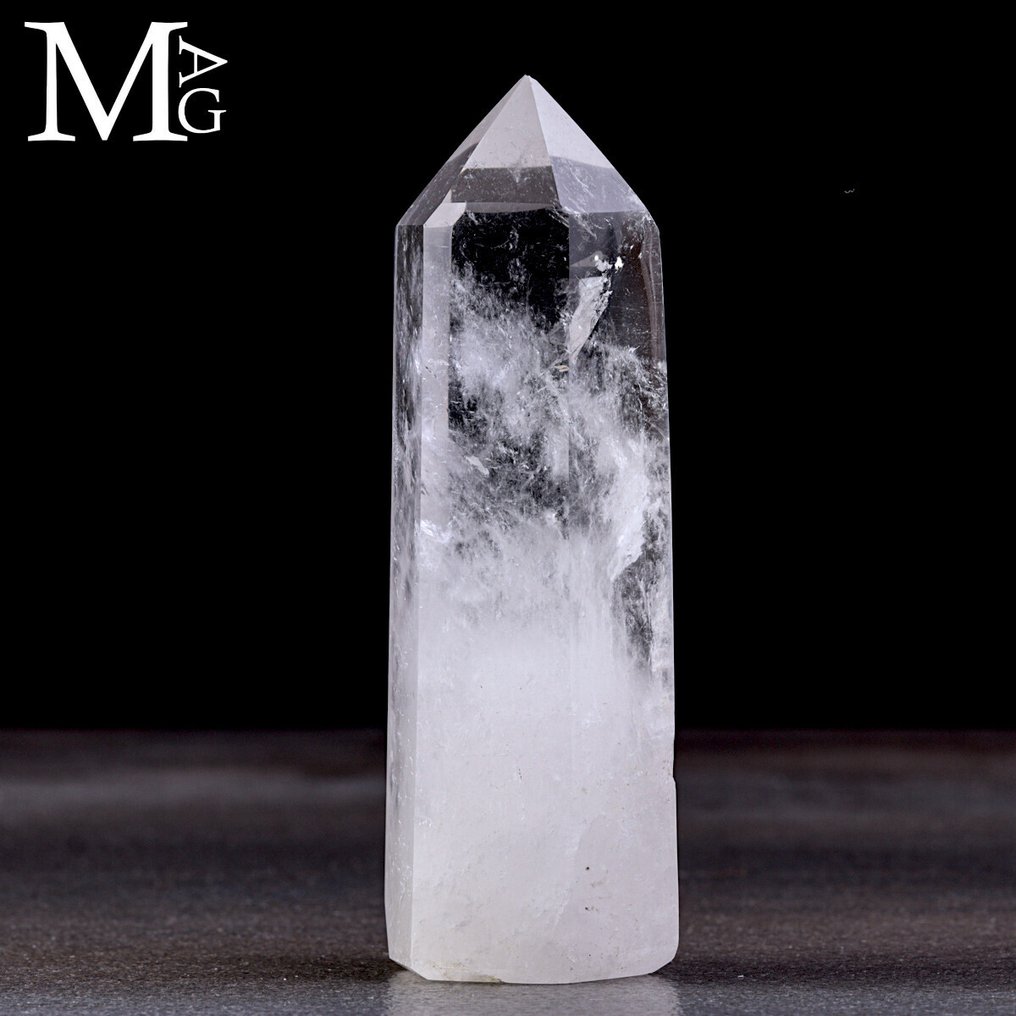 Extra Clear Quartz med Phantom - Eksklusiv Kvarts Spids - Obelisk - Højde: 115 mm - Bredde: 37 mm- 240 g #3.2