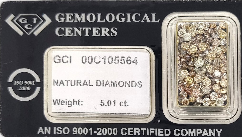 没有保留价 - 108 pcs 钻石 (天然色彩的) - 5.01 ct - 圆形 混合色彩 - VS1 轻微内含一级, SI1 微内含一级 - 以色列宝石中心(G.C.I.) #3.2