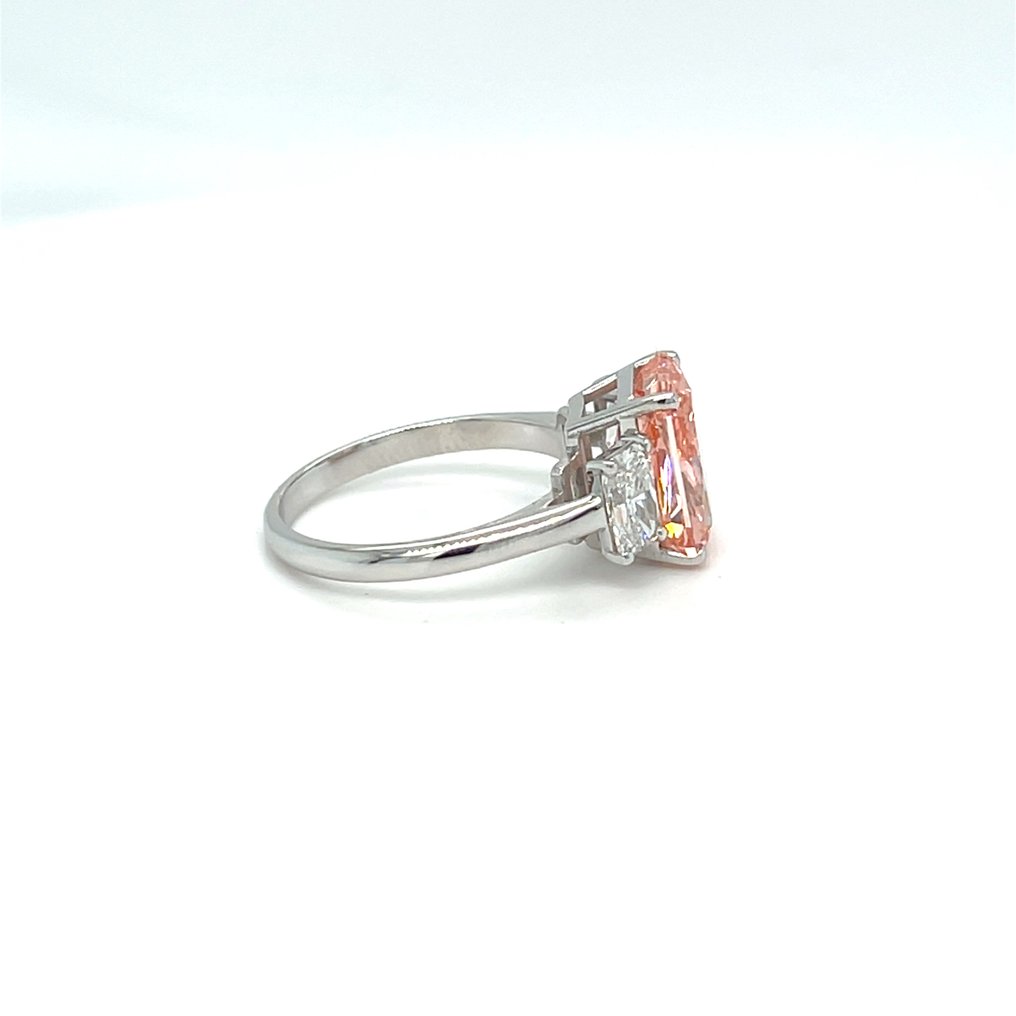 沒有保留價 - 戒指 - 14 克拉 白金 - 5.42ct. tw. 粉紅色 鉆石 (彩色實驗室培育鑽石) - 鉆石 #3.2