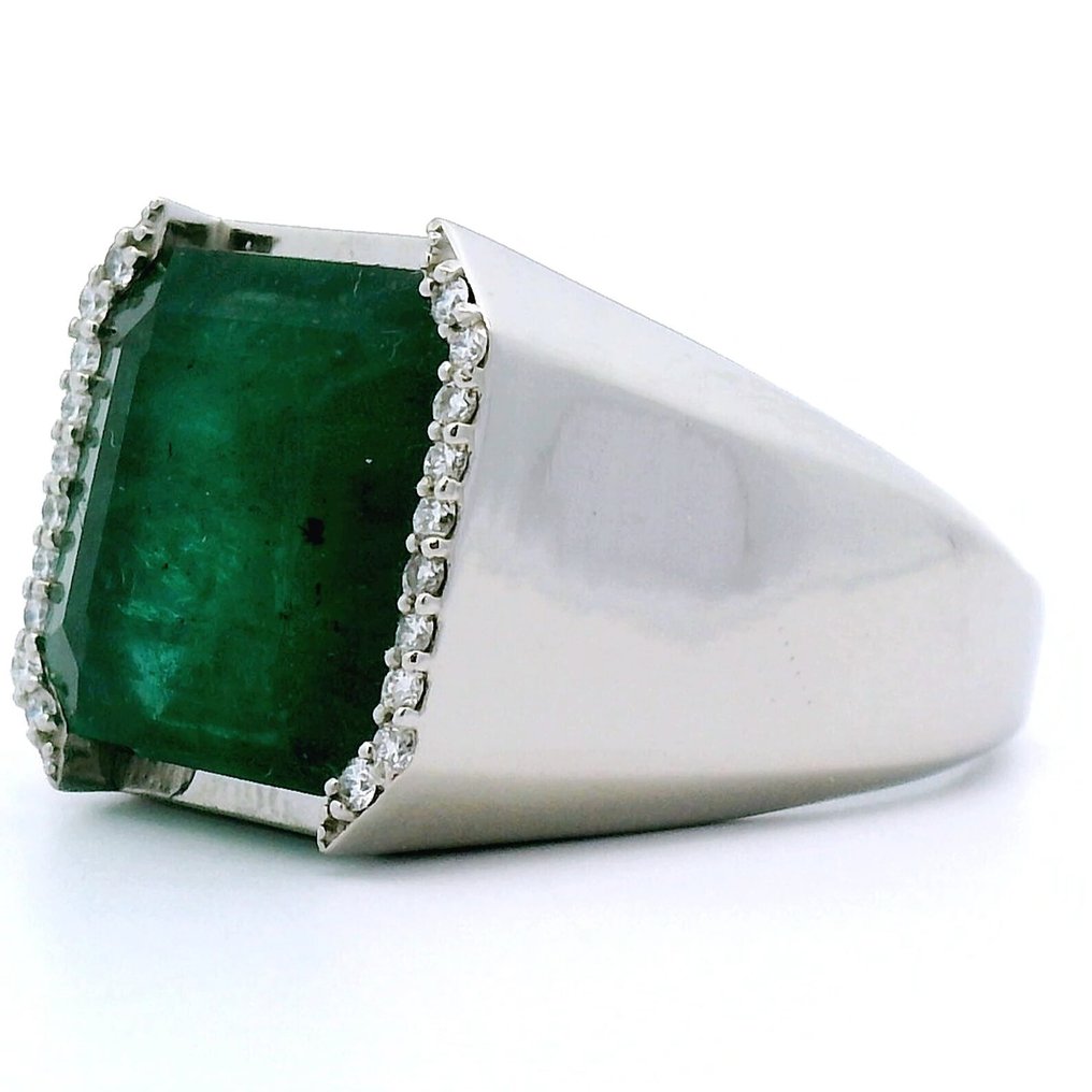 Sormus Platina - 9.92ct. tw. Smaragdi - Timantti #4.3