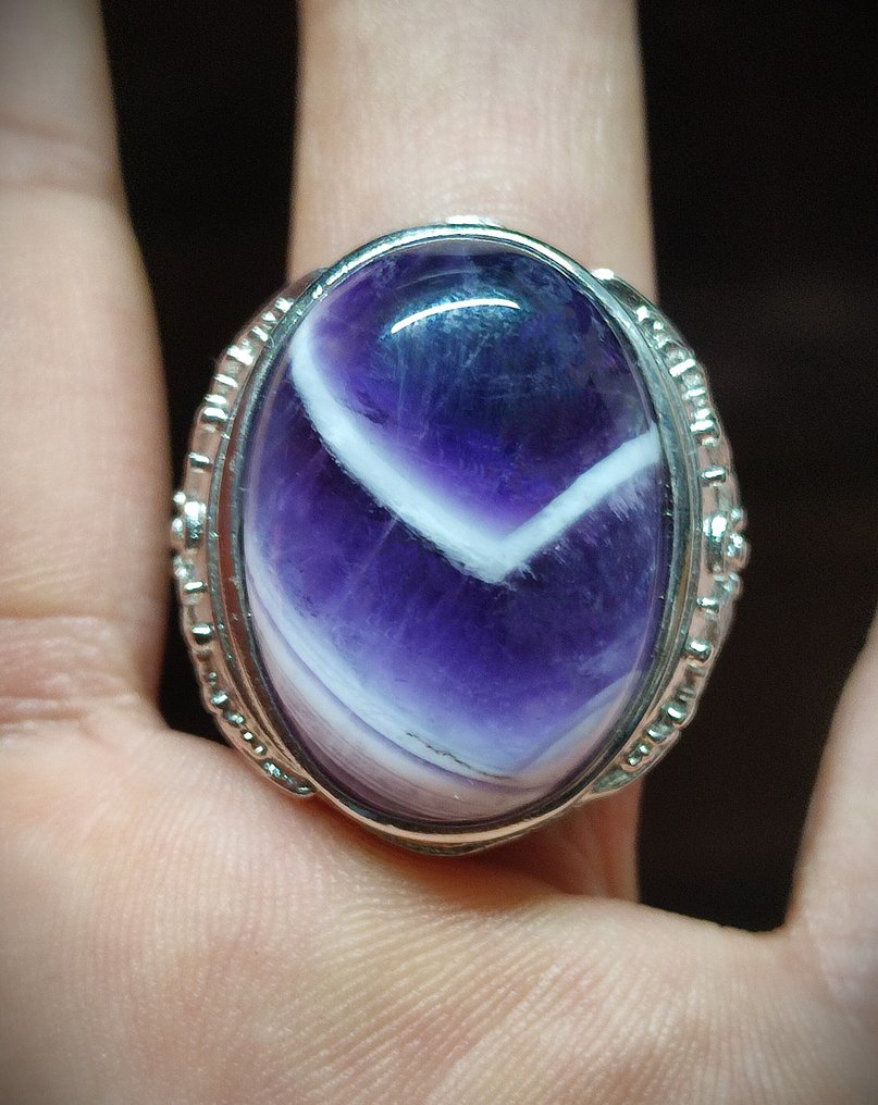 Όμορφο δαχτυλίδι από ασήμι 925 με αμέθοδο Δωρεάν αποστολή - Δαχτυλίδι #1.0