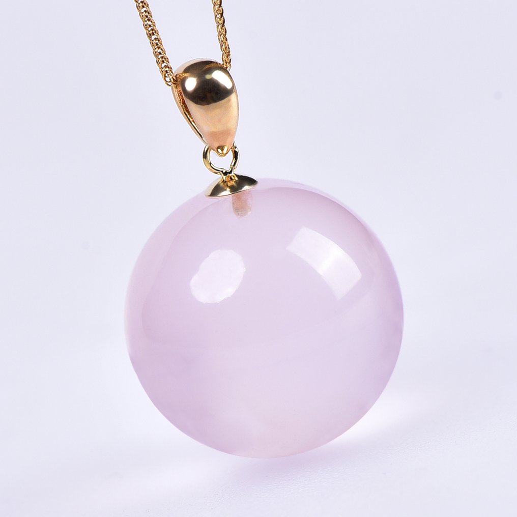 Sem preço de reserva - Colar com pingente - 18 K Ouro amarelo Quartzo - Quartzo Rosa #1.0