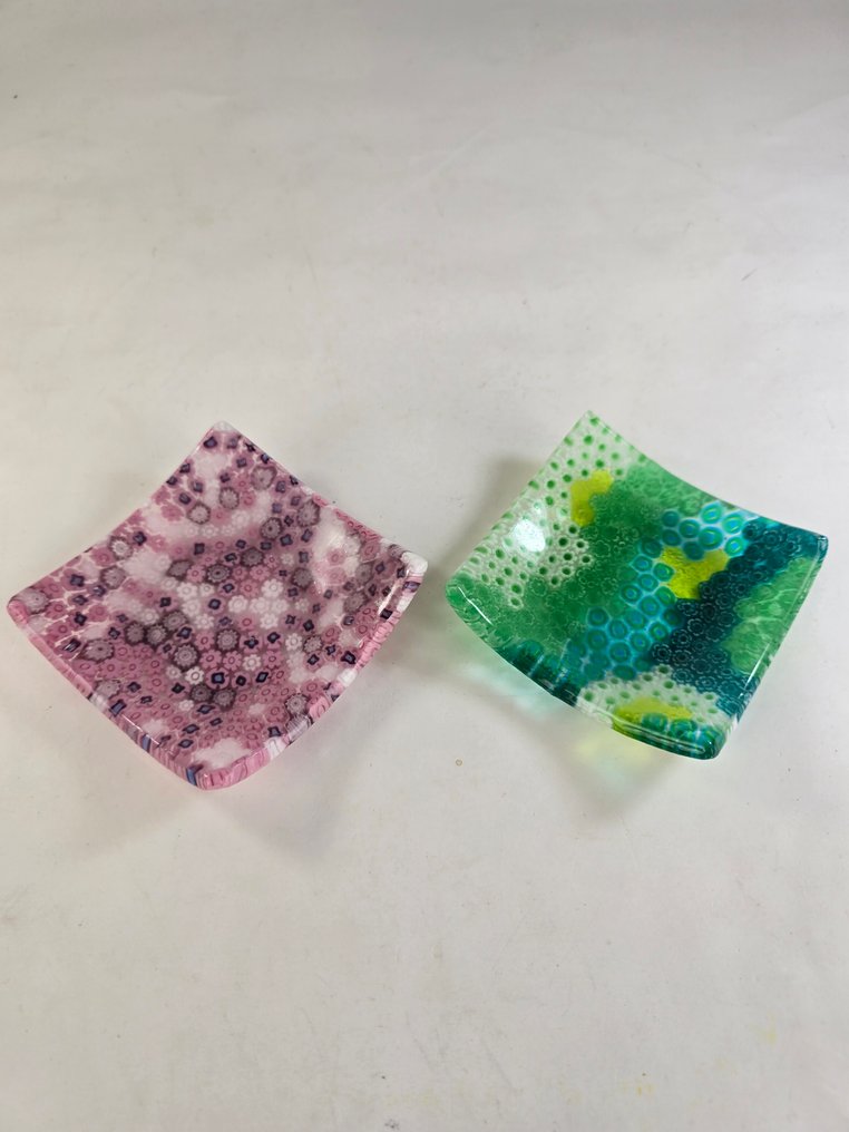 盘子 (2) - 穆拉诺玻璃 - 中心装饰品与 Murrina #1.0