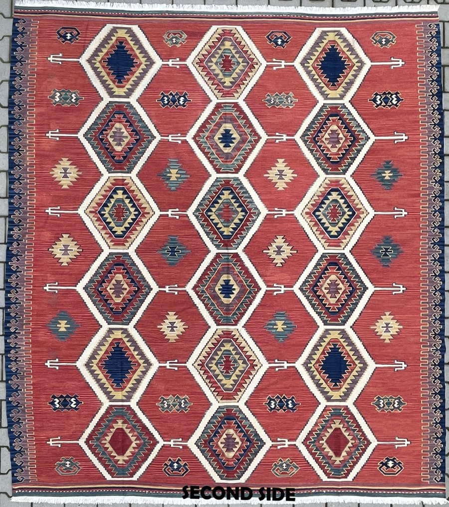 Kelim av ull - håndvevd - fargerik kelim - fin håndvevd - Kaukasisk kelim - Kelim - 300 cm - 269 cm #1.0