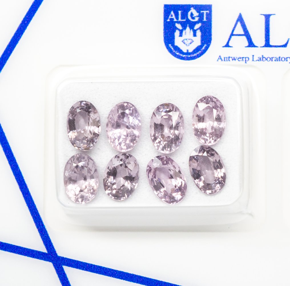 Fără preț de rezervă - 8 pcs  Spinel  - 4.95 ct - ALGT (Laboratorul pentru testarea pietrelor prețioase din Anvers) - Roz deschis #1.0