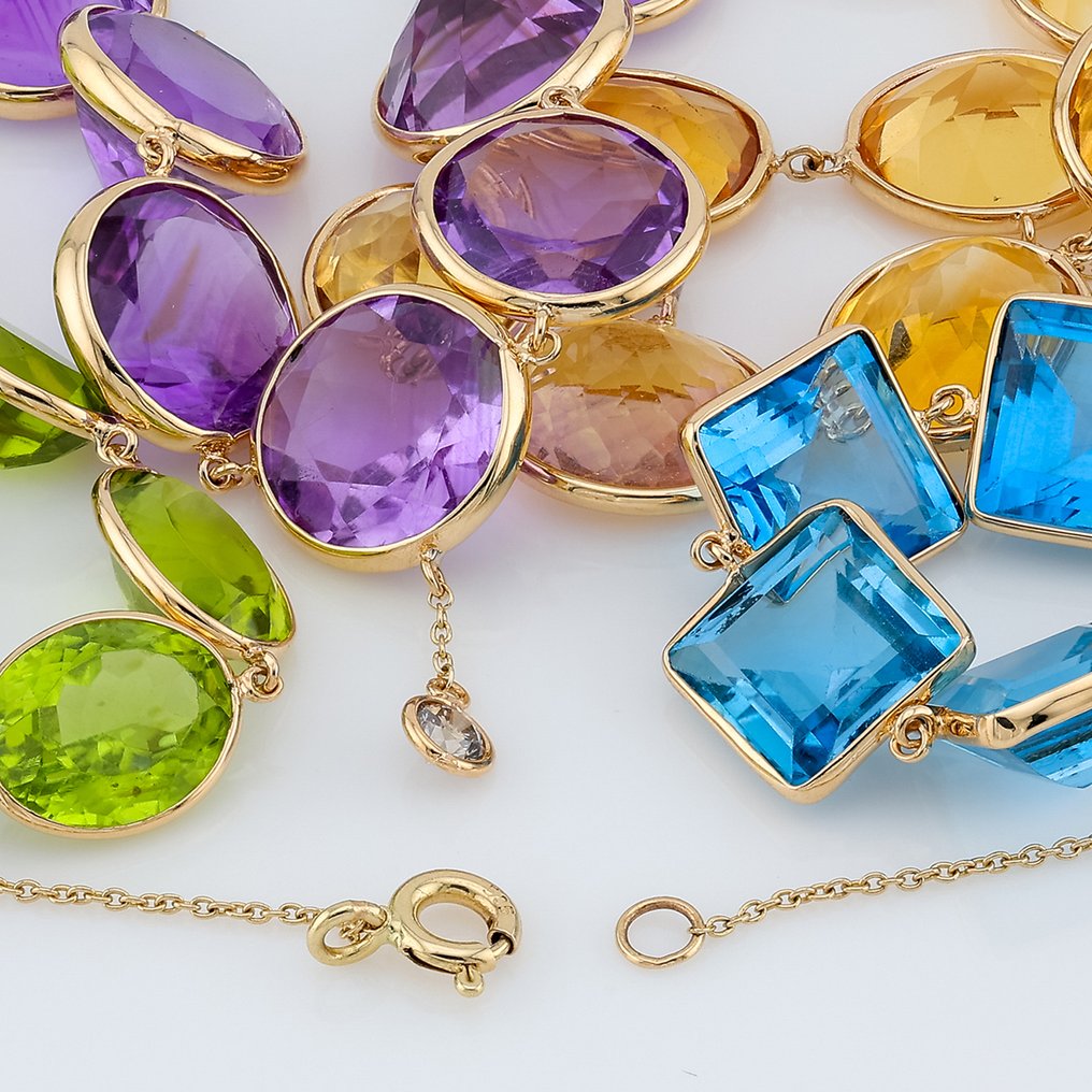 Kaulakoru - 14 kt. Keltakulta - 129.03ct. tw. Jalokivisekoitus - Timantti #4.3