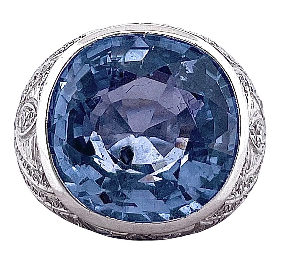 Gyűrű - 18 kt. Fehér arany Zafír - Gyémánt #1.0