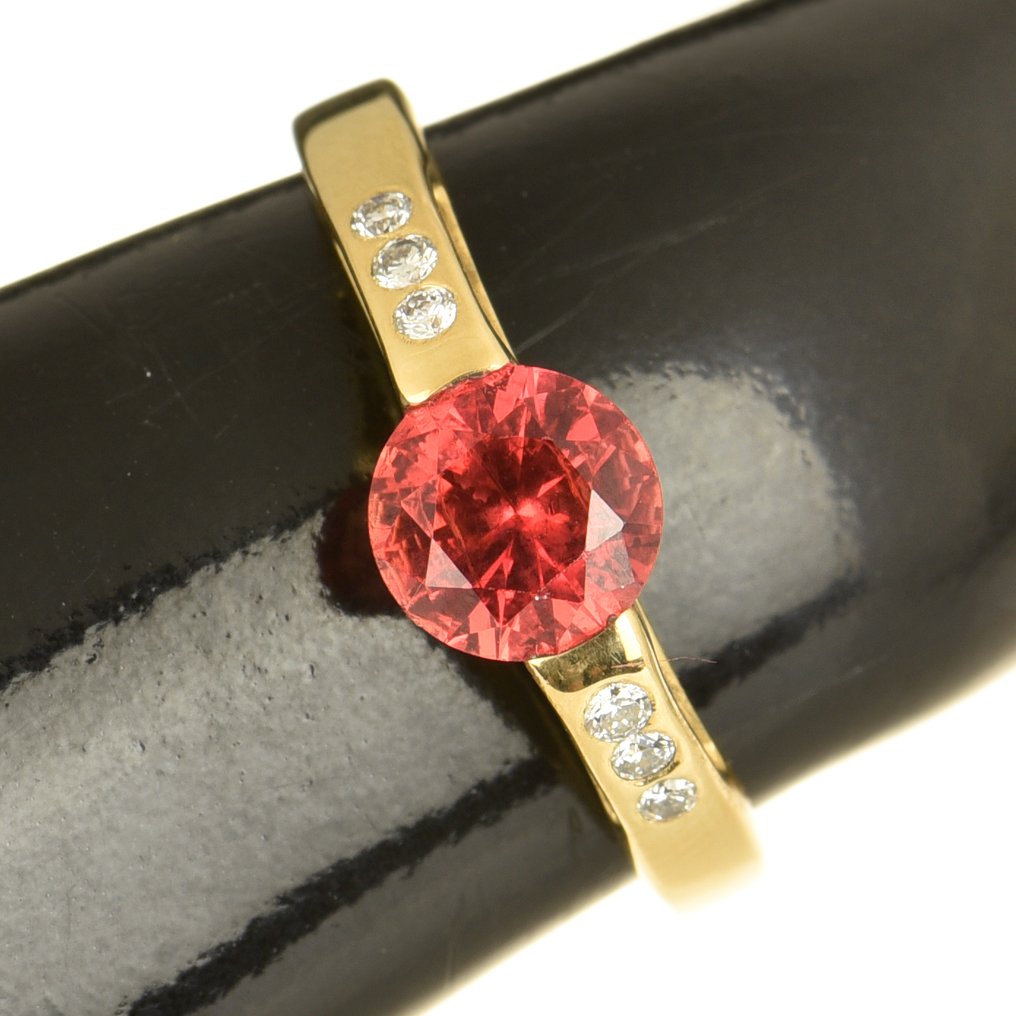 戒指 - 18K包金 黄金 黄水晶 - 钻石 #1.0