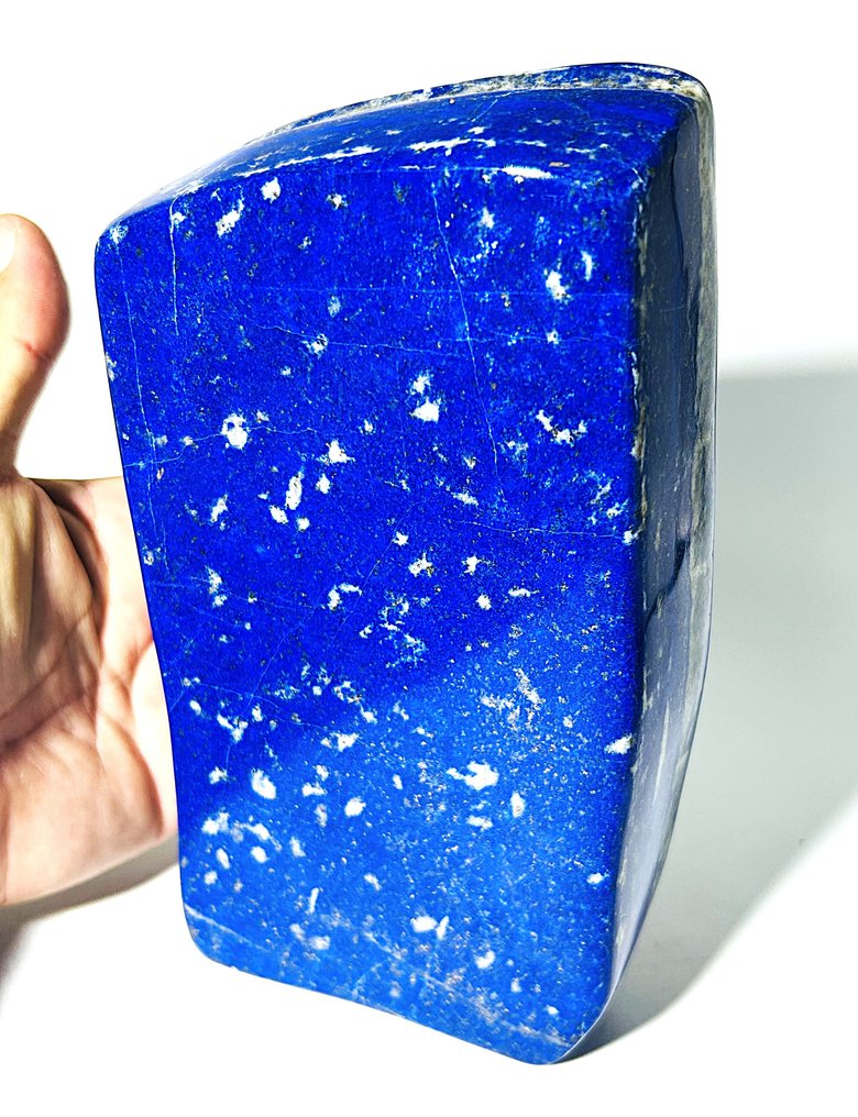 高级青金石自由形态 深皇家蓝配雪花方解石点缀 - 高度: 197 mm - 闊度: 110 mm- 1776 g - (1) #1.0