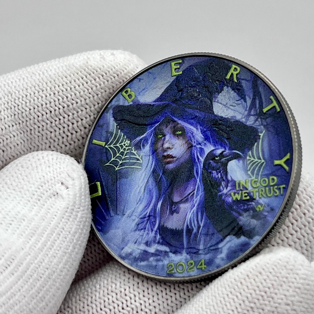 美國. 1 Dollar 2024 American Silver Eagle – Witch Spell Edition – 1 oz Silver .999 Colorized – Halloween Theme #1.0