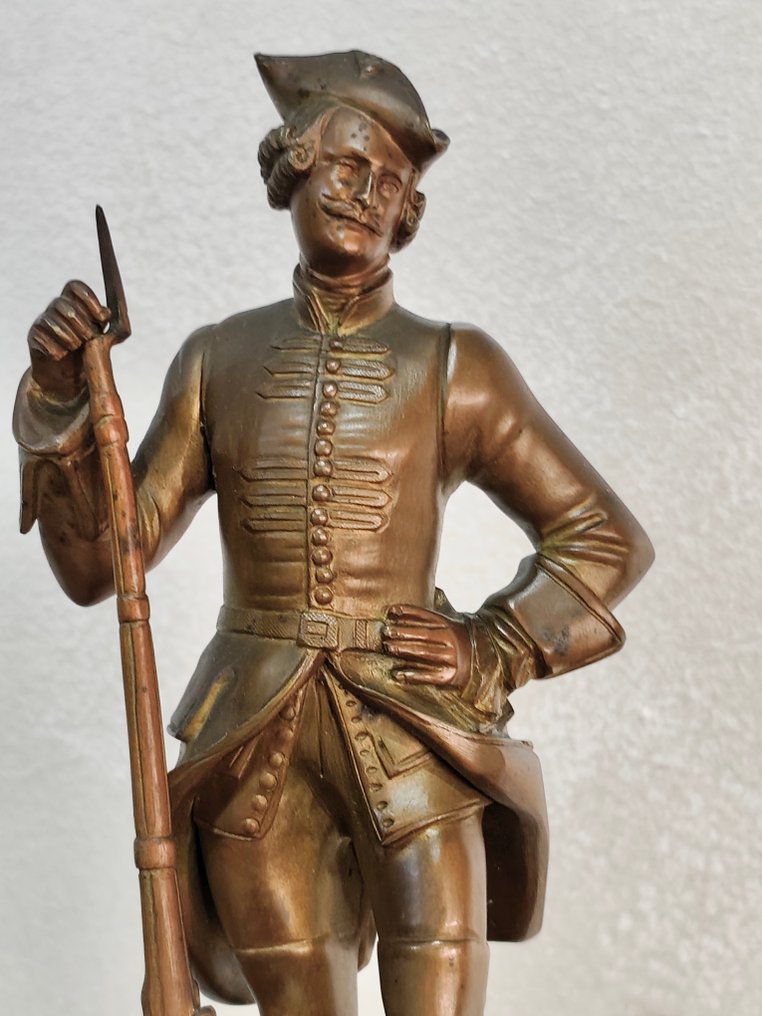 Relógio de lareira com figura - Antigo - Bronze dourado, Castanheiro - 1850-1900 #3.2