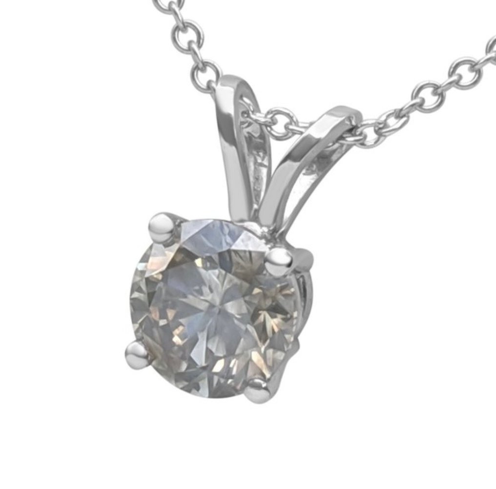 Kaulakoru riipuksella - 14 kt. Valkokulta - 0.73ct. tw. Harmaa Timantti (Luonnonvärinen) #3.2