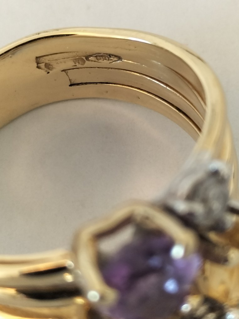 鸡尾酒戒指 - 18K包金 黄金, 白金 - 2.85ct. tw. 混合宝石 - 钻石 - 18K 金戒指 #1.0