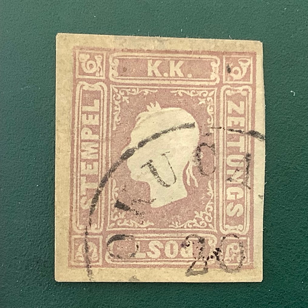 Itävalta 1858 - KK zegel laajoilla marginaaleilla ja mielipide Strakosch. - Michel 17a #1.0