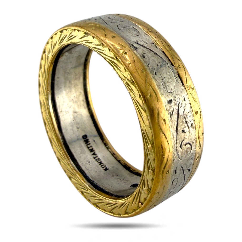 Bague - 18 carats Platine, Bague exclusive Konstantino en or jaune 18 carats et platine, Or jaune #2.1
