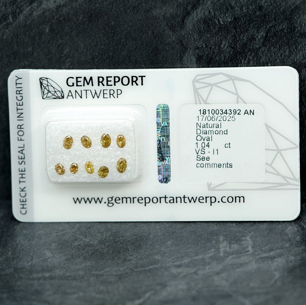 9 pcs Diamant (Natur) - 1.04 ct - Oval - VS1, I1 - Gem Report Antwerp (GRA) #1.0