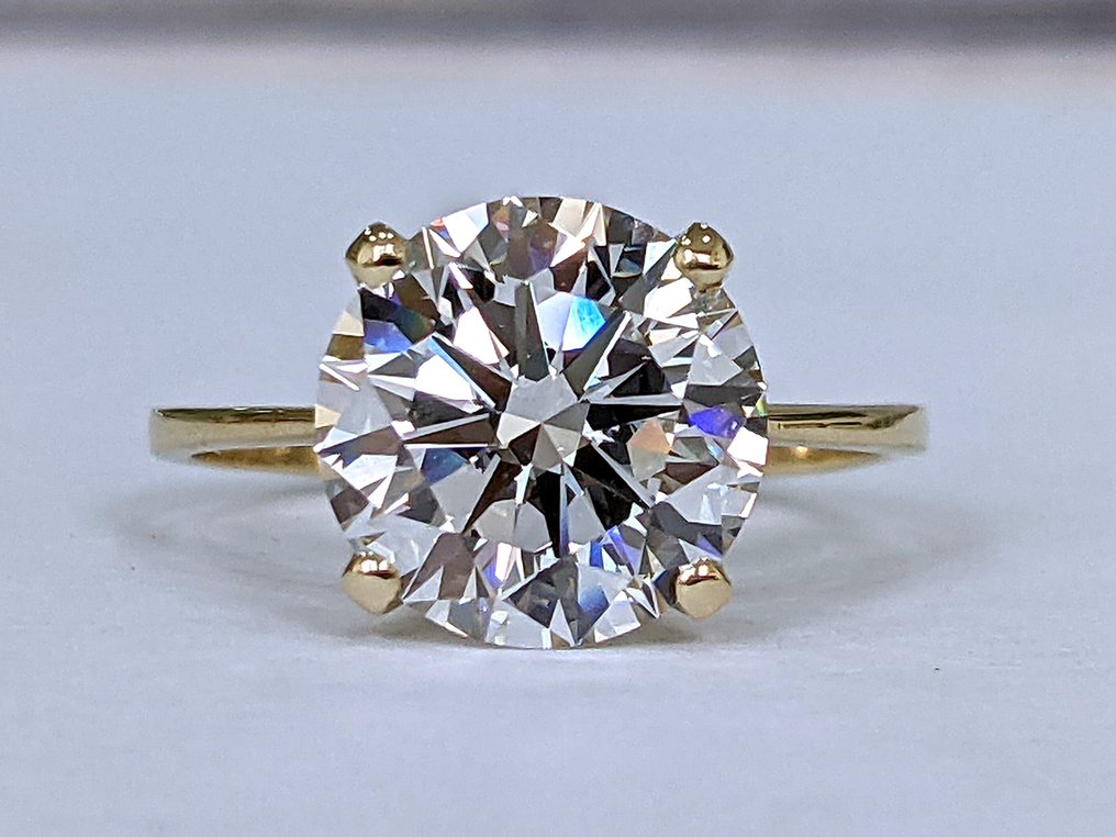 Sans prix de réserve - Bague - 18 carats Or jaune - 5.00ct. tw. Diamant (Cultivé en laboratoire) - E VVS2 IGI certifié #1.0