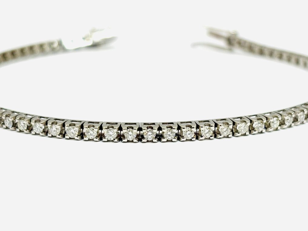 网球手链 - 18K包金 白金 - 3.15ct. tw. 钻石 (天然) - 意大利制造 #2.1