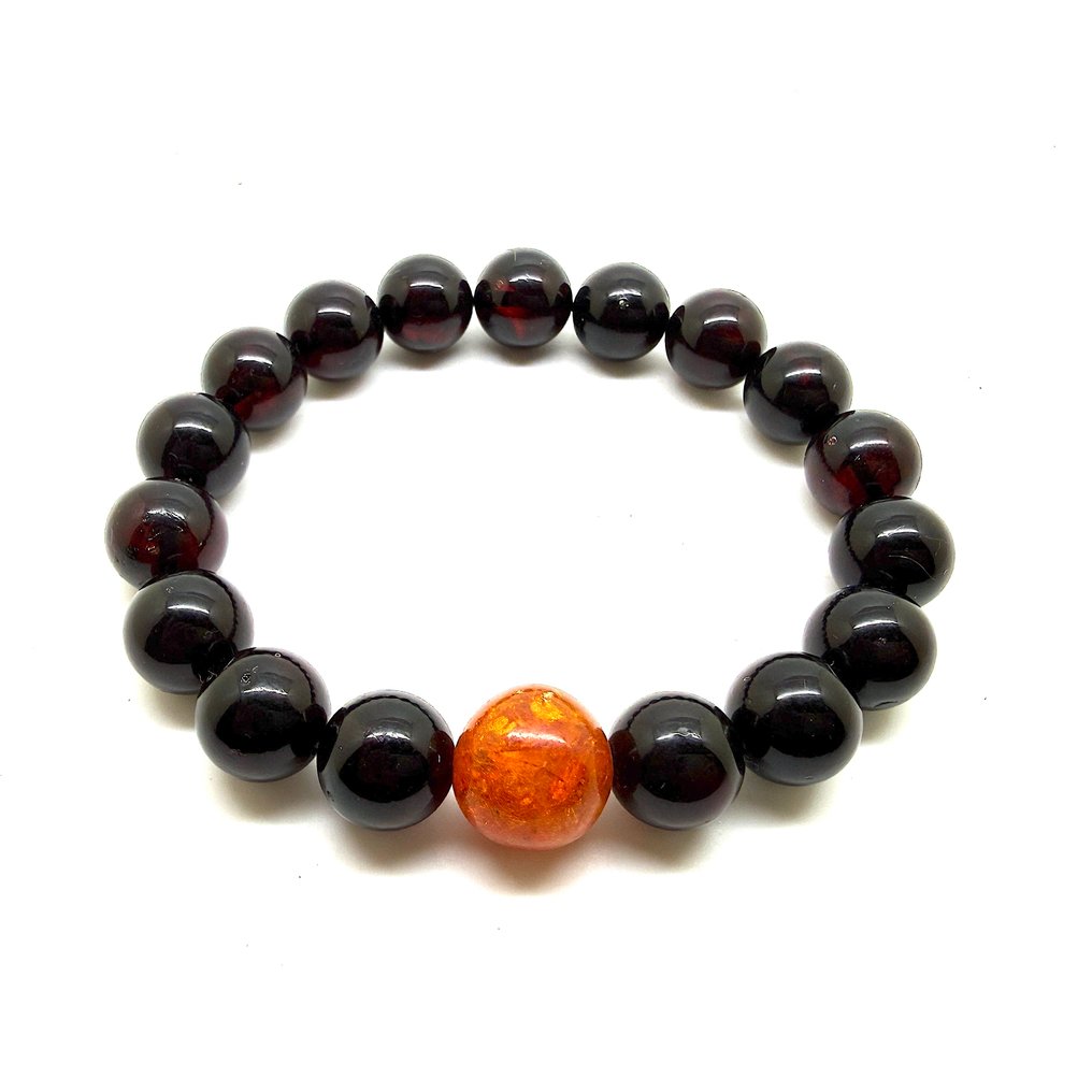 Baltic amber beads bracelet 13-15 mm in black cherry - Amber - succinite #2.1