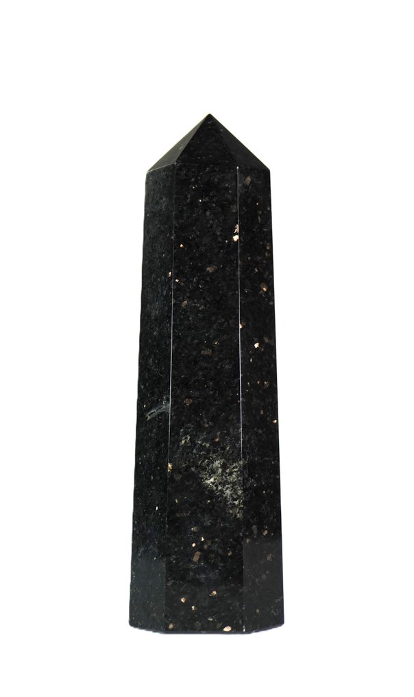 Nuummite “Sorcerer’s Stone” obelisk – sjælden sort meteoritsten med gyldent skær. Ikke let at finde - Obelisk - Højde: 230 mm - Bredde: 65 mm - 1980 g - (1) #2.1